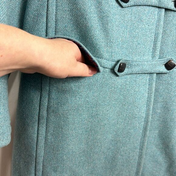 Faconnable Turquoise Wool Blend Single Breasted Button Front Coat Size S - Picture 2 of 10